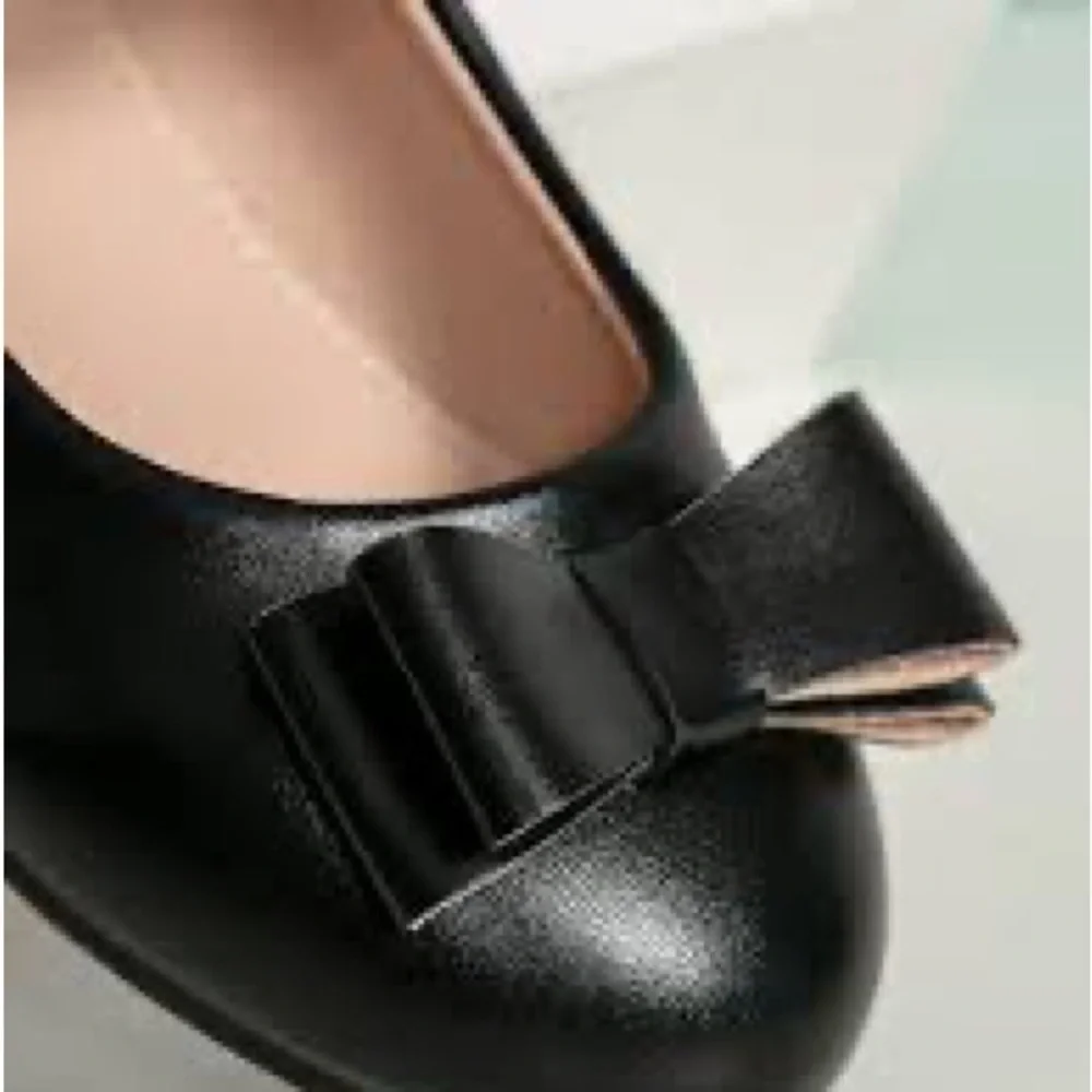 Girls bow decor Mary Jane shoes black 33